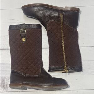 Janie and Jack Girls Size 18 Brown Quilted Riding Boots.